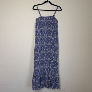 Chelsea & Theodore Small Blue Sleeveless Bohemian Ruffle Maxi Dress Cottagecore